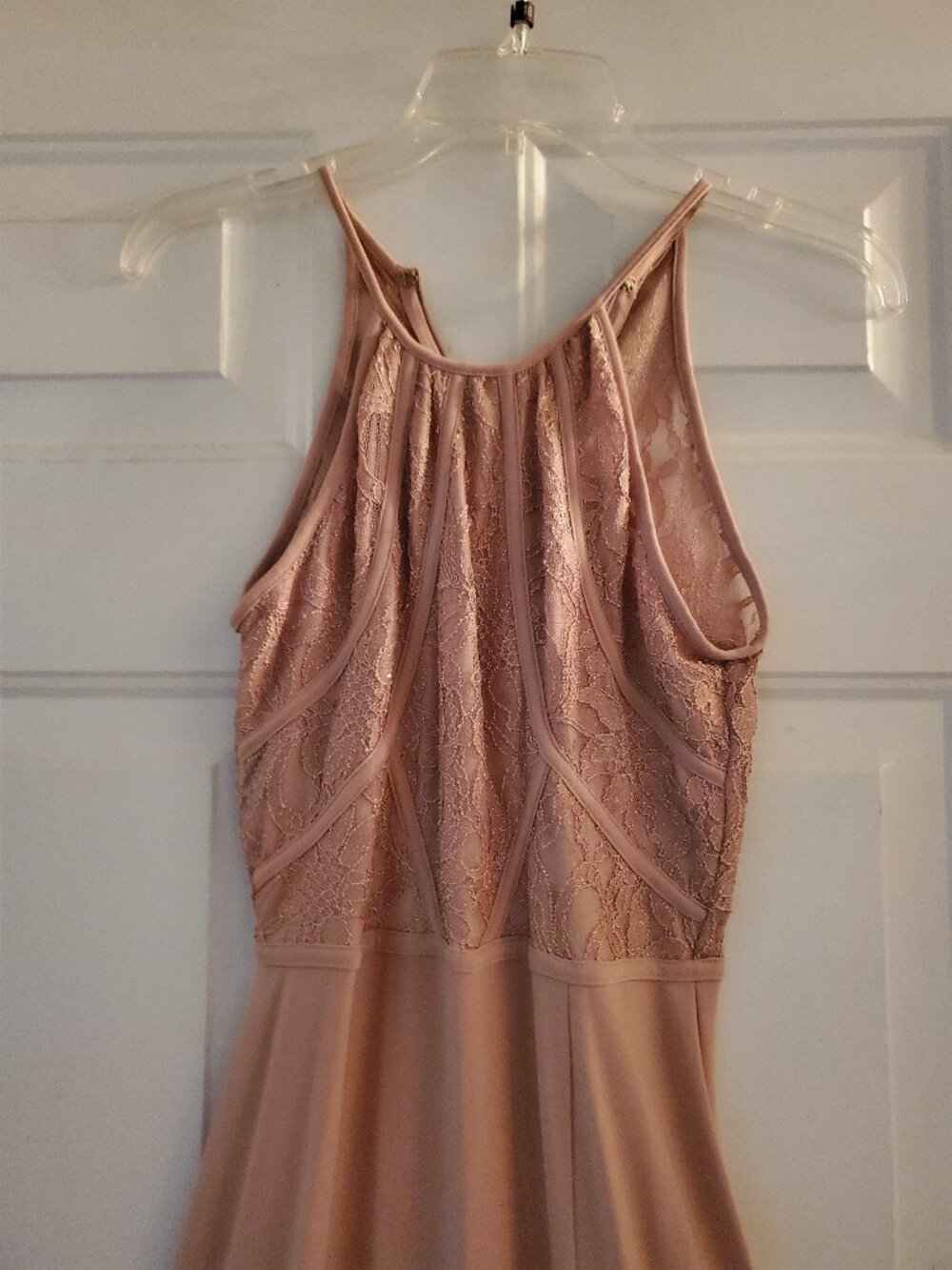 Morgan & Co. Blush Lace Halter Prom / Evening Gown